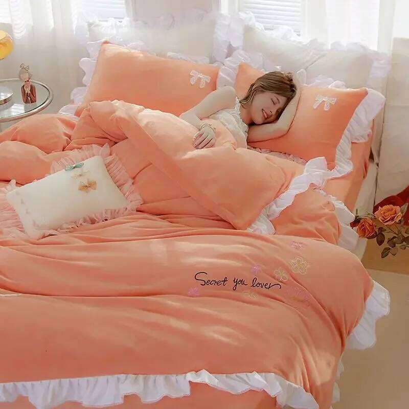 Double-sided Velvet Set Winter Thickened Warm Four-piece Set, Bedding Quilt Cover, Bed Sheet Pillowcase Y260124