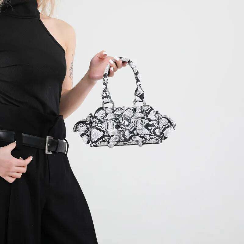 Snake Print Crossbody Versatile PU Single Shoulder Bag for Men Women XJ260125