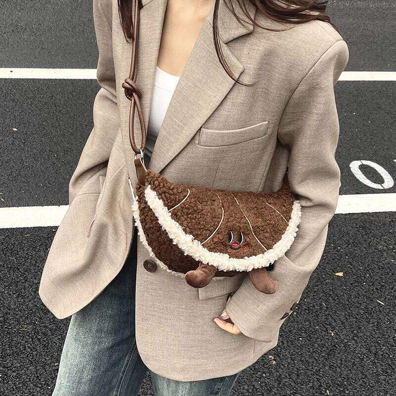 Japanese Style Kawaii Cute Cartoon Plush Shoulder for Women Small Hobo Crossbody Bag Lady Girls Winter Trendy Phone Purs XJ260125