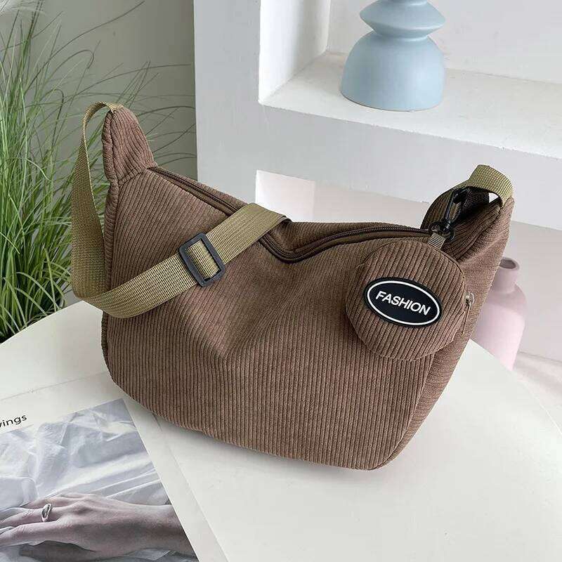 Autumn And Winter New Corduroy Students Fashion Casual Large Capacity High Quality Girls Shoulder Crossbody Bag XJ260125