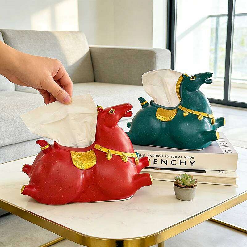Miniso Cute Horse Home Living Room Decoration Ornament Tissue Box Kitchen And Bathroom Storage Supplies Gift