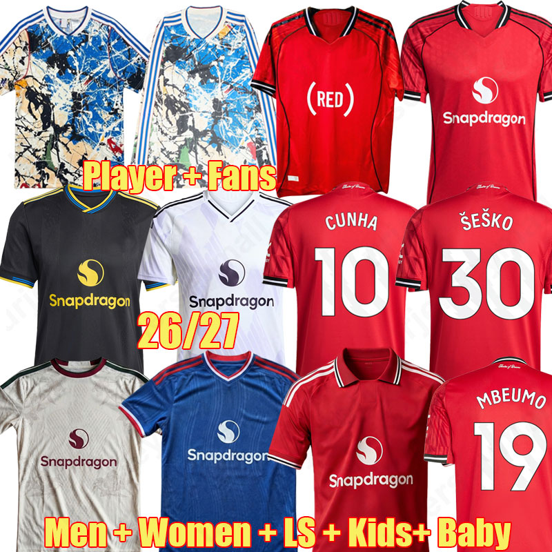 3XL 4XL ManUniteds 26 27 AMAD CASEMIRO MOUNT soccer jerseyS MAINOO MAZRAOUI Pre Match 2026 B. FERNANDES MUTDES Stone Roses Lifestyle football shirt kit kids 778