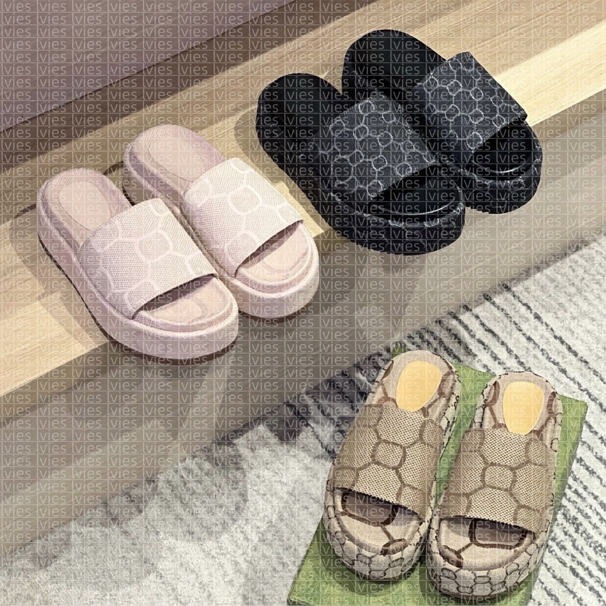 Designer Sandals Platform slippers women Platform Sandals men slippers Platform slider embroidered canvas Flat Mules Platform Embroidered Linen High Heel 35-45