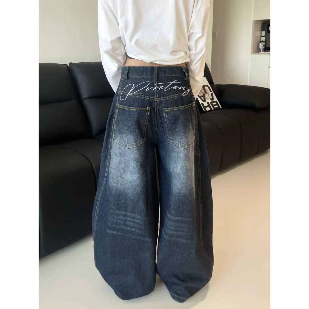 Casual Womens Y2K Loose Baggy Jeans Blue Washed High Street Vintage Cargo Pants Wide Leg Oversized Trousers y2k pants C260126 - view 3