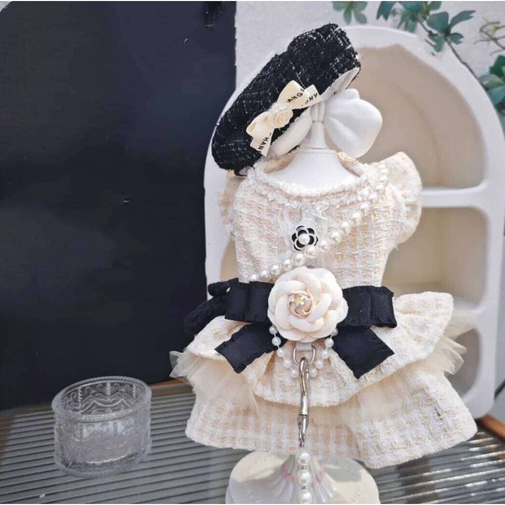 Classic Camellia Design Elegant Pet Dress For Ladylike And Noble Style Puppy Small Dogs' Clothing