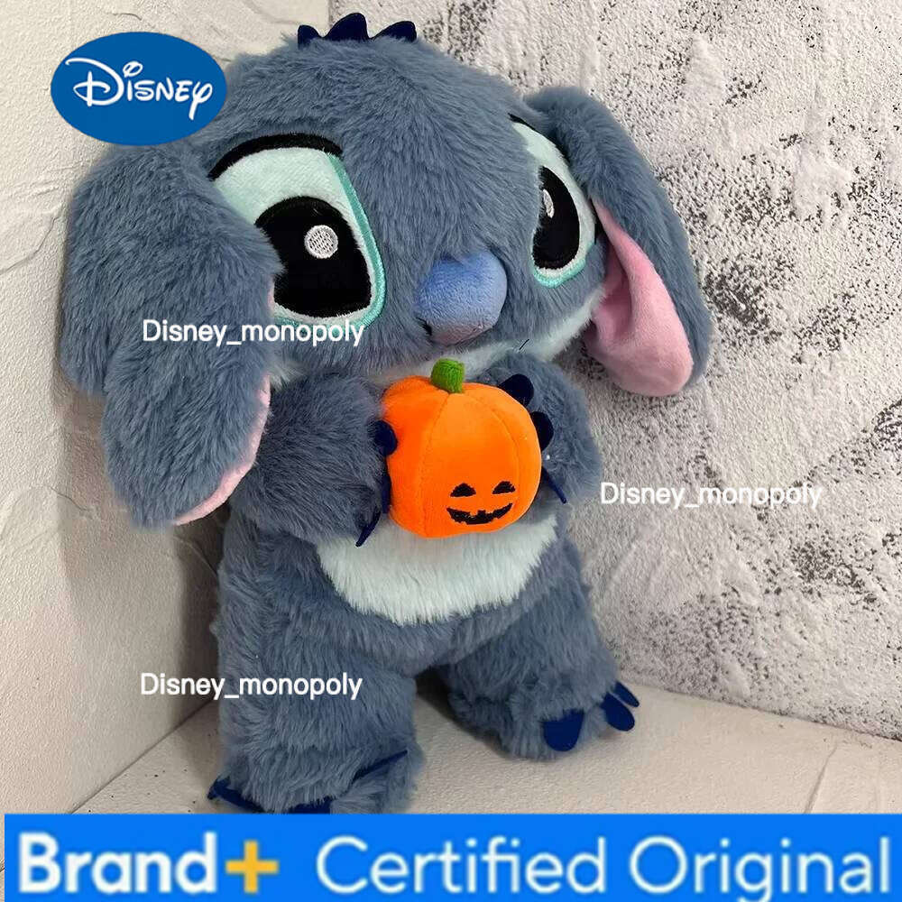 Disney Halloween Plush Doll With Breath Child Peluche Soothes Anime Baby Light Sleep Toys Pumpkin Stitch Kids Gifts H260126