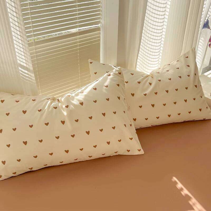 2025 Duvet Double Yarn Four-piece Set Class A Aerobic Knitted Cotton Printed Love Bed Cover Skin Friendly Breathable Bedding Y260124