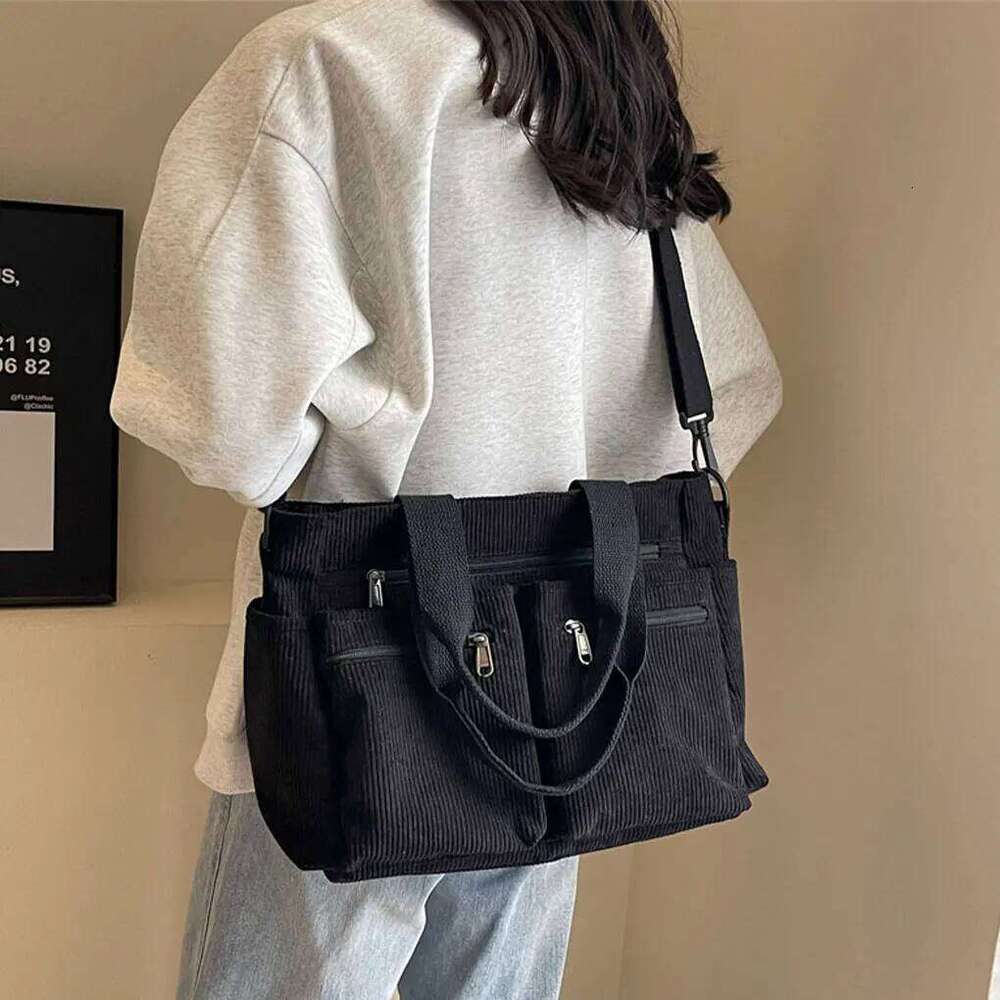 Crossbody Unique Front Zipper Pocket For Item Loss Prevention Bag Is Made Of Corduroy Fabric white XJ260125