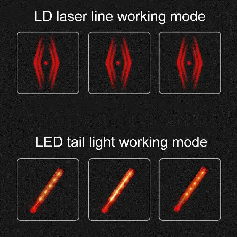 Bike Rear Light Laser Line Warning Lamp Waterproof Seatpost LED Light USB Rechargeable Road Bicycle Taillight 260121