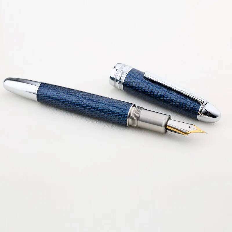 MAJOHN P136 Twilight Blue Piston Fountain - 3D Pattern & Anti-Slip Steel Grip, Large Capacity Ink Pen for Smooth Writing 26Y0126