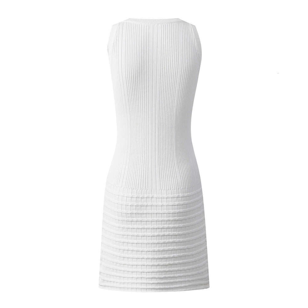 2026 Spring/Summer New Small Fragrant Jacquard Round Neck Simple Sleeveless Knitted Women's Tank Top Slimming Dress