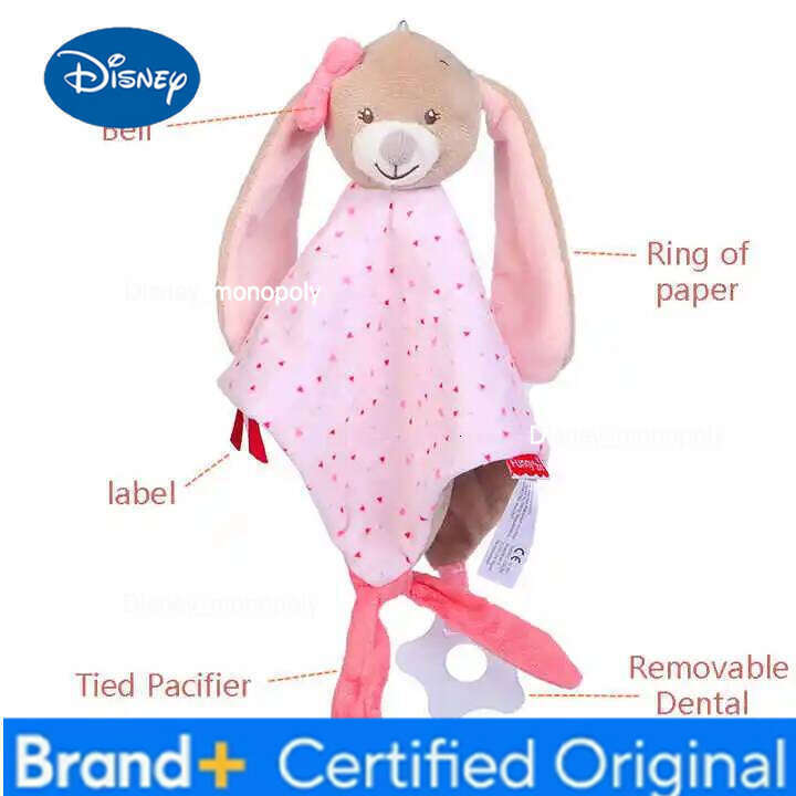 Disney Towels Newborn Baby Comforter Soothe Appease Animal Rabbit Plush Dolls Soft Security Rattles Bed Bell Saliva Towel H260126