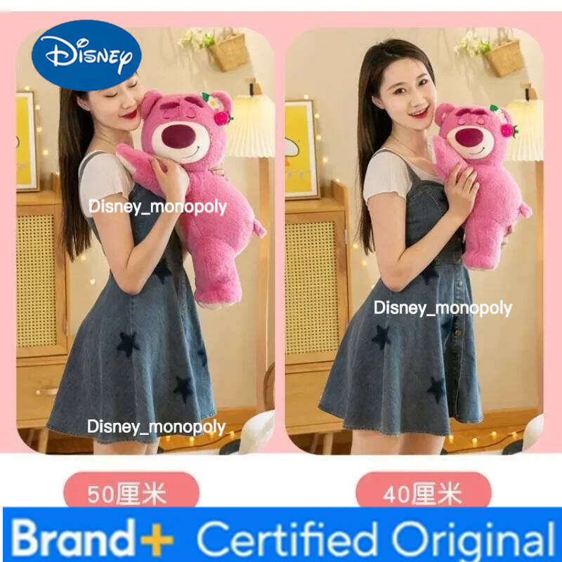 Disney 50cm Toy Cute Toys Pillow Cartoon Strawberry Plush Girls Kawaii Anime Bear Stuffed Doll Kids Gifts H260126
