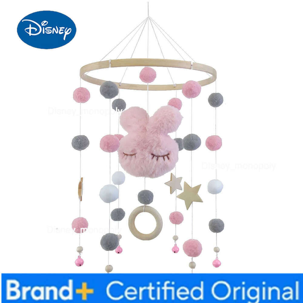 Disney Wooden Crib Baby Rattle Soft Felt Cartoon Bear Mobile bracket Newborn Music Box Bed Bell Hanging Bracket Toy H260126