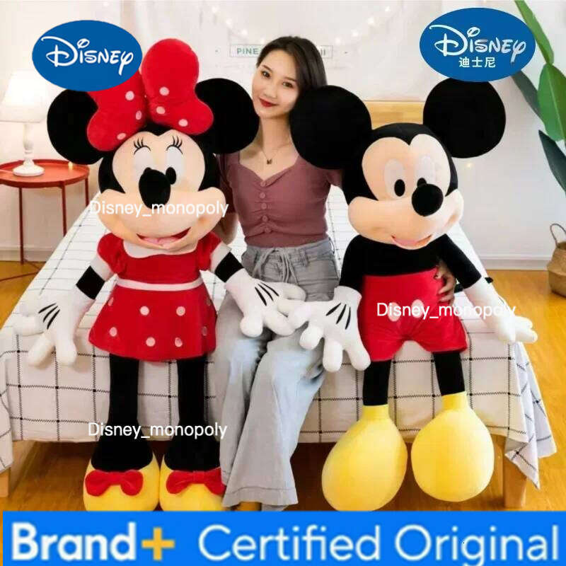 Disney Cartoon Cute Mickey Minnie Plush Doll Cotton Filled Super Soft Crystal Velvet Stuffed Toys Children Christmas Gift H260126