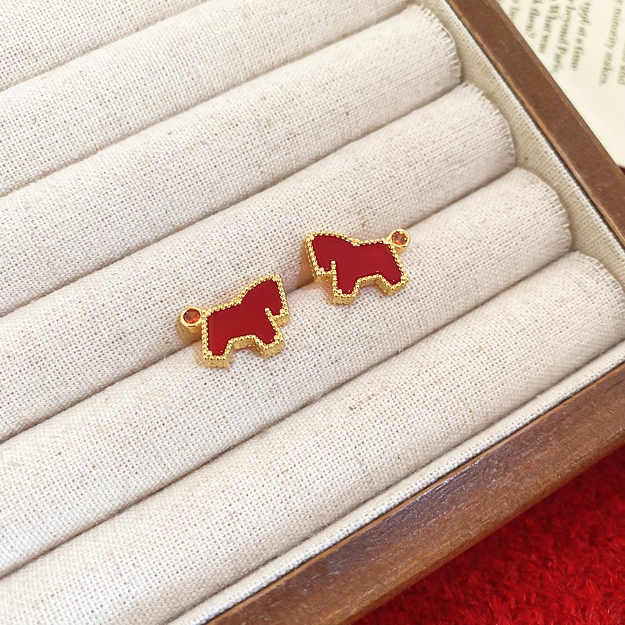 New Red Pony Earrings Necklace Ring Zodiac Year Vintage Elegant Jewelry Set Light Luxury High-end Accessories - view 6