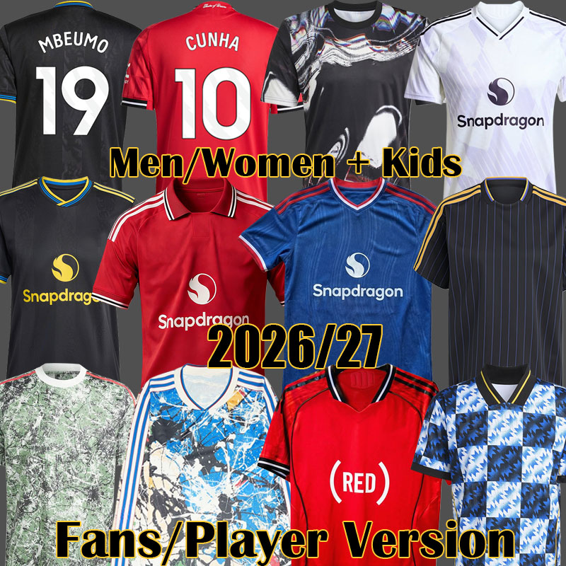 ManUniteds CUNHA 25 26 27 Pre Match Red soccer jersey Stone Roses SESKO MBEUMO Icons 2025 2026 B. FERNANDES Kids MAN football shirts kit MUTDES Lifestyler Lucky Knot 4XL