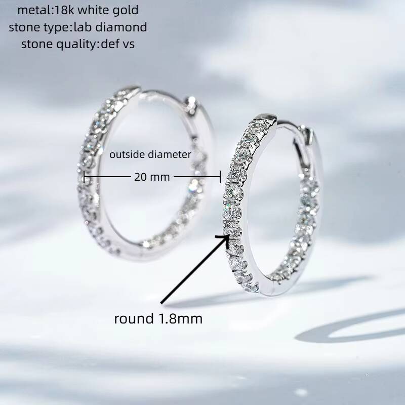 Starsgem Fine Jewelry 18K Solid Gold Yellow Hoop Earring CVD HPHT Lab Grown Diamonds Paved Huggie Earrings Factory Custom