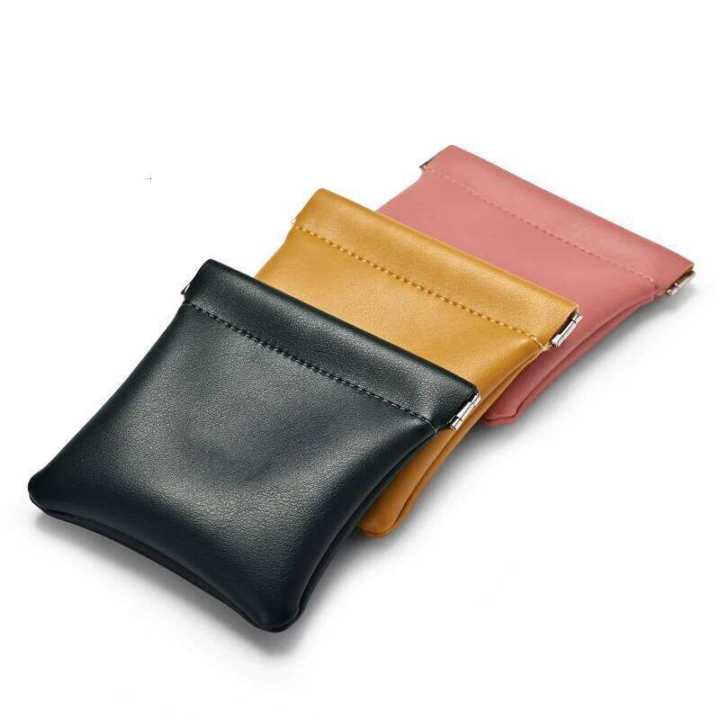 Portable Leather Cosmetics Bag Data Cable Organizer Pouch Lightweight Stylish Storage for Lipstick Eyeglass Case Snap Closure Travel Pouch for Daily E