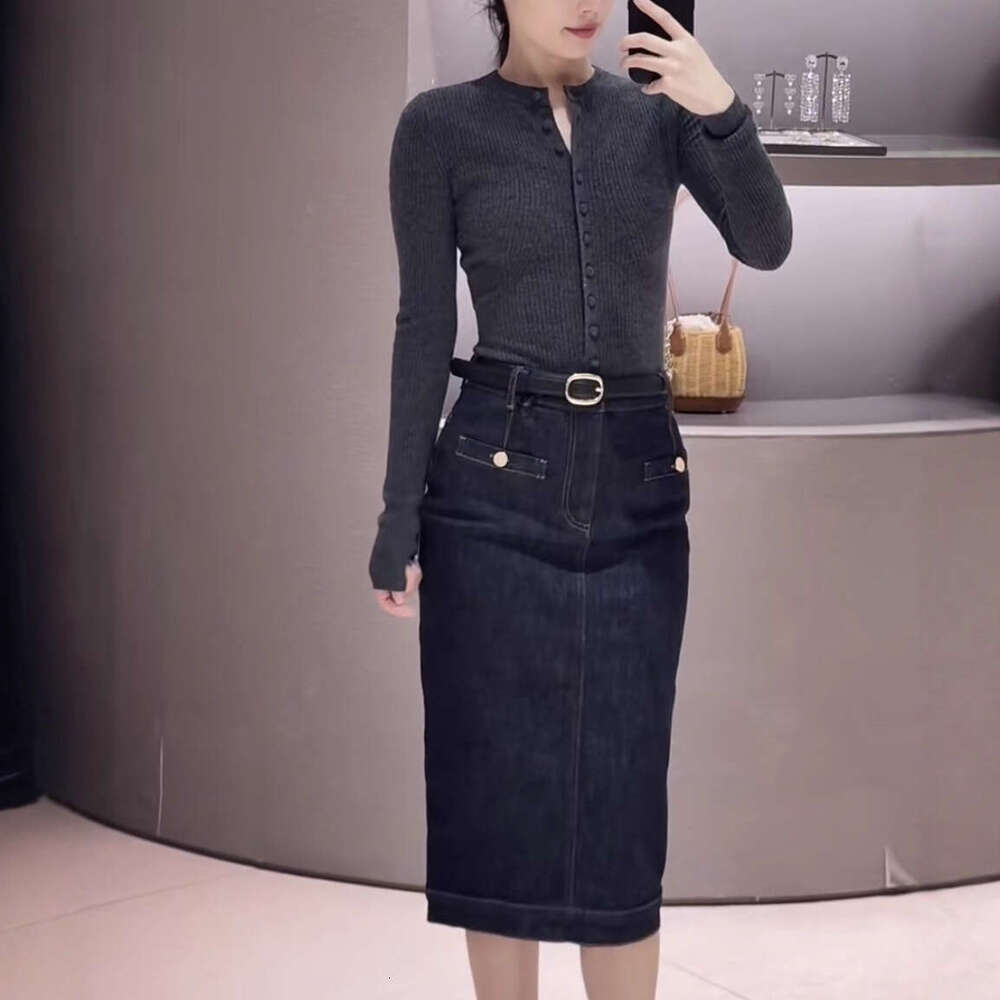 2025 Autumn New French Elegant Designer Dark Grey Ribbed Knitted jumpsuit Top