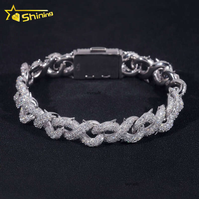 Luxurious Hip-Hop Hot Style Fashion Cuban for women Pure Sier jewlery with Sandstone Infinity bracelet Bracelet Chain