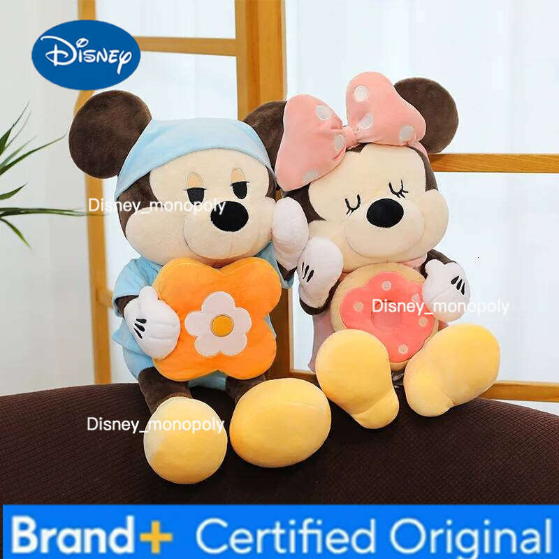 Disney Large Size 80cm New Minnie Mickey Mouse Couples Doughnut Kawaii Movies Stuffed Plush Toy Doll Birthday Girlfriend Girl Xmas Gift H260126