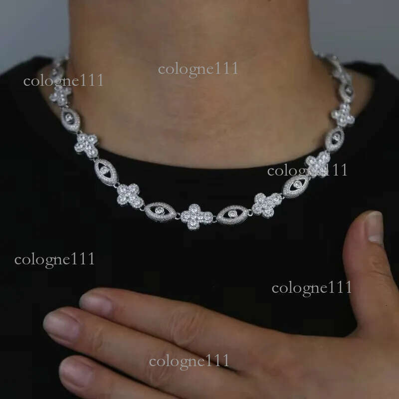 New 2026 Iced Out Men Boy Jewelry Micro Paved Moissanite vvs Cross Evil Eye Charm Chain Hip Hop Necklace