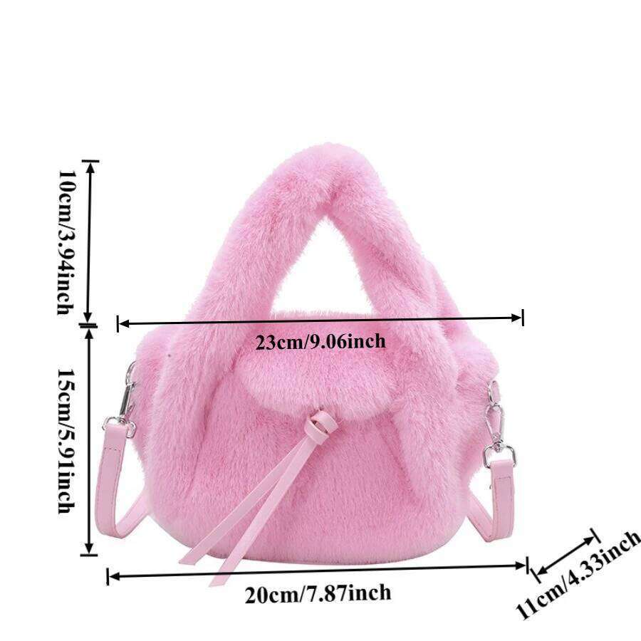 Korean Niche Fuzzy Tote 2026 Fall/Winter New Fluffy Sweet Shoulder Crossbody Bag Commuter Versatile Plush Bags XJ260125