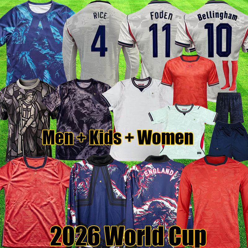 2026 ENGLAND BELLINGHAM KANE ENGLANDS Soccer Jerseys SAKA Player Version PALMER RICE Football Shirts MAINOO FODEN kids Women equipment kit top uniform