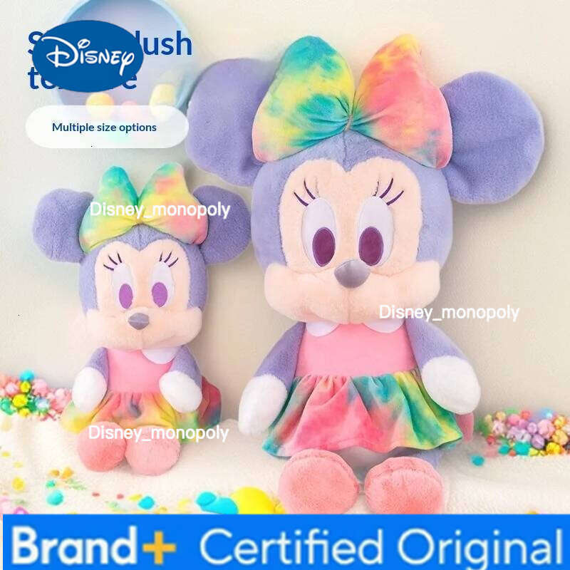 Disney Cartoon Glitter Mickey Mouse Plush Toy Colorful Couple Doll Set Cute Stuffed Animal Figure for Birthday Gift H260126
