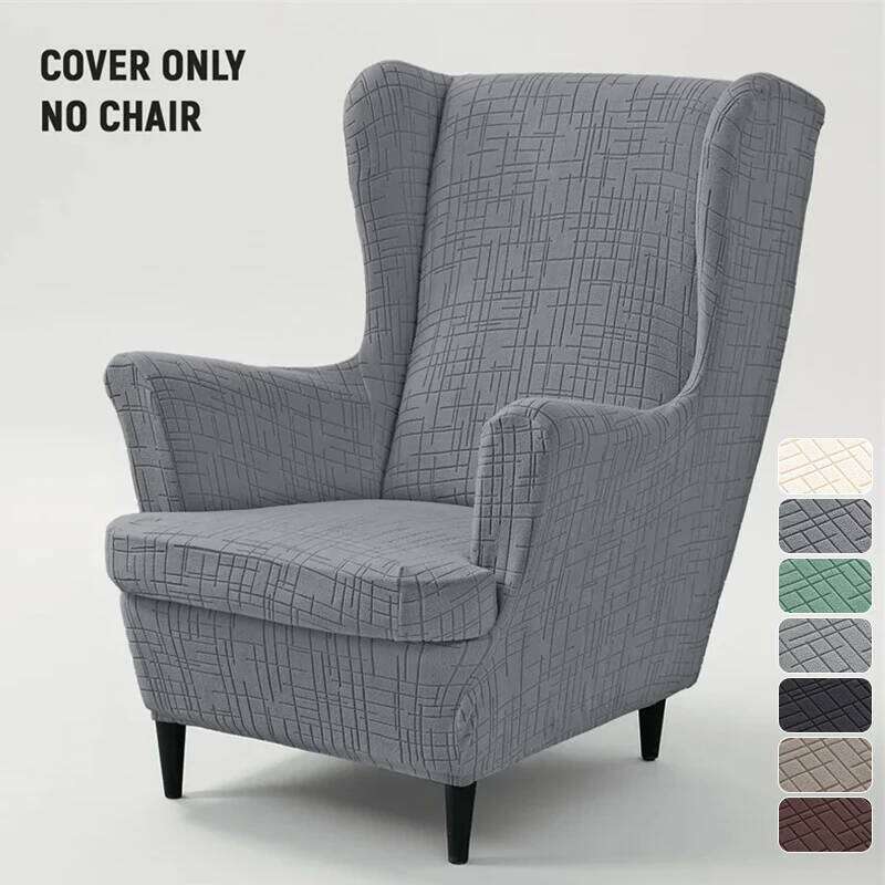 1 Set Jacquard Wing Spandex Wingback Chair Sofa Covers Armchair Slipcover with Seat Cushion Cover Home Decor 26L0126