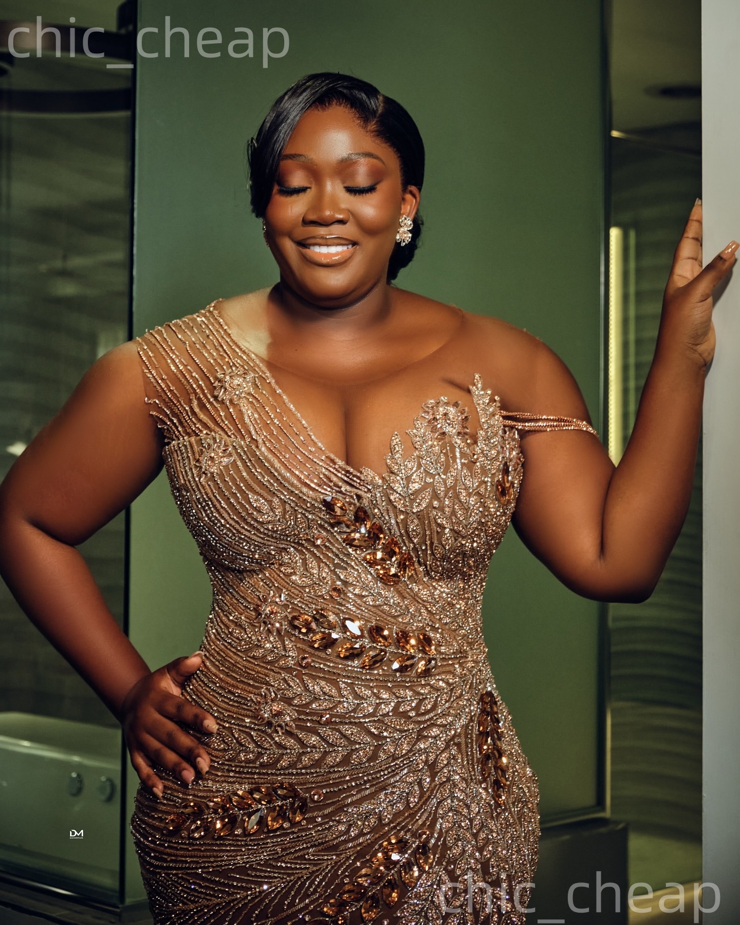 Aso Ebi Brown Mermaid Prom Dresses 2026 Beaded Crystals Illusion Sequined Lace Evening Formal Party Second Birthday Engagement Gowns Dress For Special