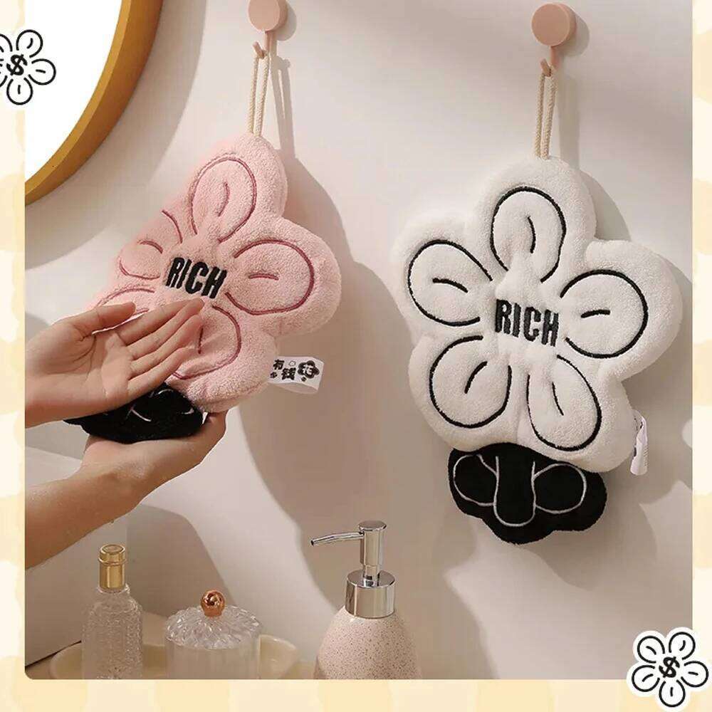 Towel Rich Coral Fleece Thickened Hand Kitchen Hanging Dual Purpose Towel Quick Water Absorption Drying No Shedding