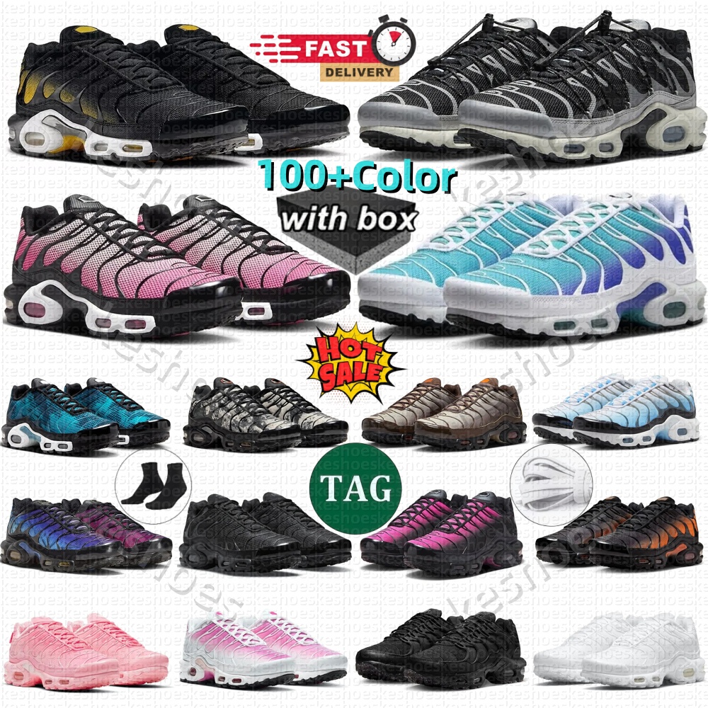 Designer shoes running tn tns triple Unity black white red navy blue Sunset pink Worldwide green Reflective outdoor sports trainers runner sneaker men women with box