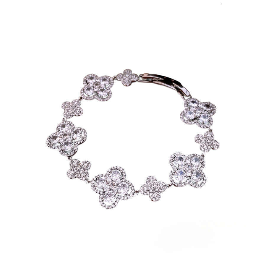 Jewelry Bracelets Korean Style Super Shiny Zircon Hollow Flower Light Luxury High-end Feel Bracelet Niche Fashion Exquisite for Women