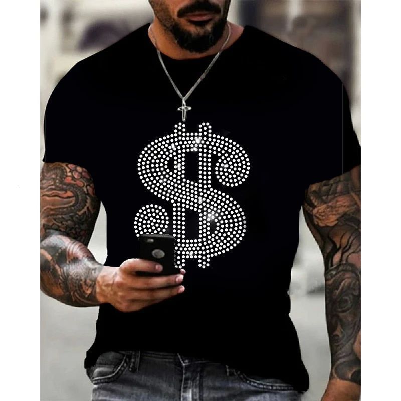 Luxury Brand Designer Clothes Foreign Trade New 3D Printed T-Shirt Trendy Short Sleeve Loose Racing Top Source Manufacturer Casual Round Neck Pullover