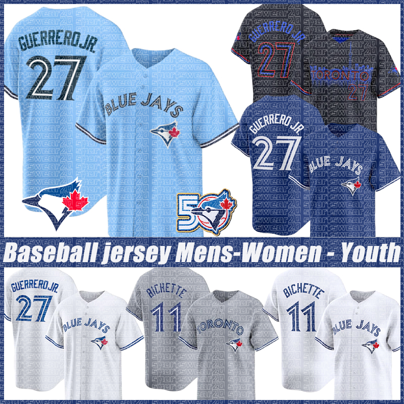 27 Vladimir Guerrero Jr. Torontos Jerseys Blue Jays Jerseys 11 Bo Bichette 4 George Springer 34 Kevin Gausman Chad Green Alejandro Kirk Baseball Jerseys