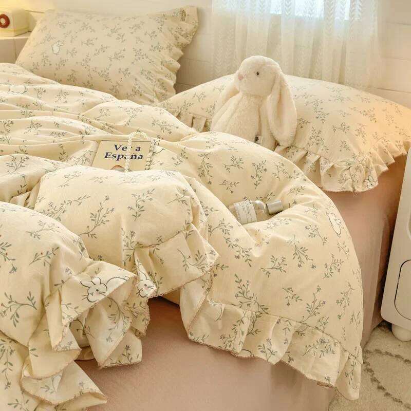 2025 Princess Style Bedding Sets Ruffle Lace Bow Quilt Romantic Bedclothes Decor Woman Girls Bedroom Duvet Cover 4pcs Y260124