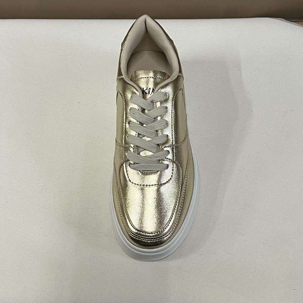 Okimoz Metallic Gold Fashion Gifts Platform Sneakers For Women Retro Glossy Casual Shoes With Thick Chunky Sole Sport Tennis Designer Shoes - view 6
