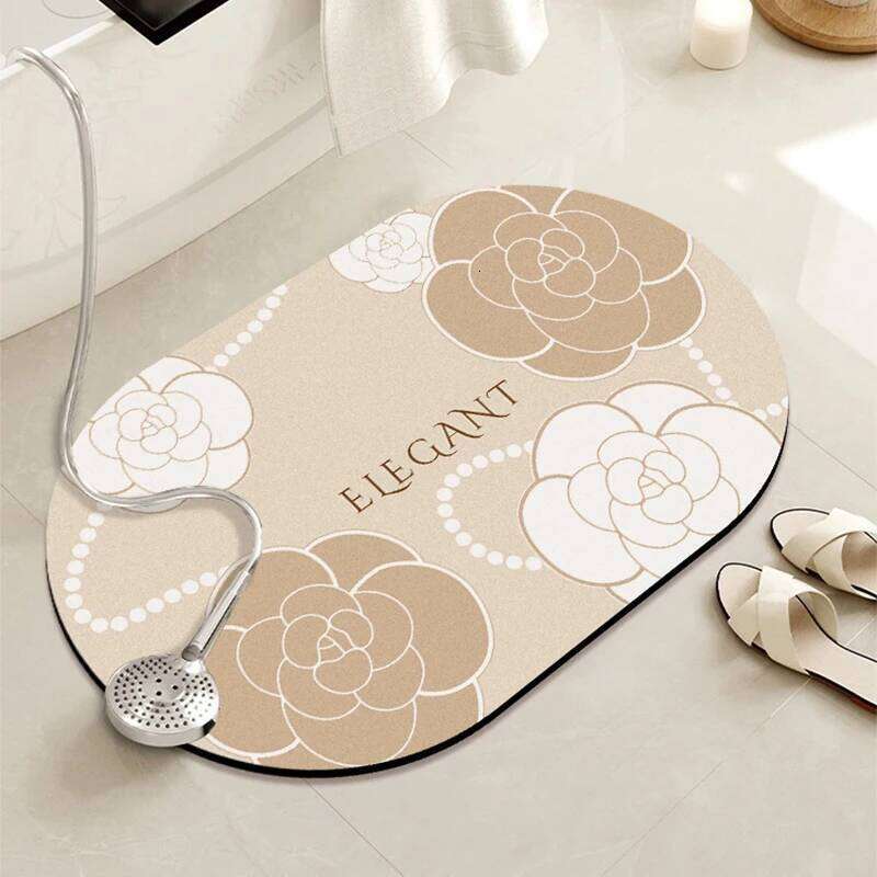 Floor Mat Camellia Style Diatom Mud Bathroom Absorbent Toilet Entrance Advanced Non Slip Quick Dry Wear Resistant Carpet Home Decor