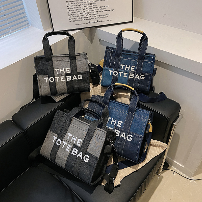 Large Capacity Casual Spliced Denim Single Shoulder Carrying Crossbody Bag