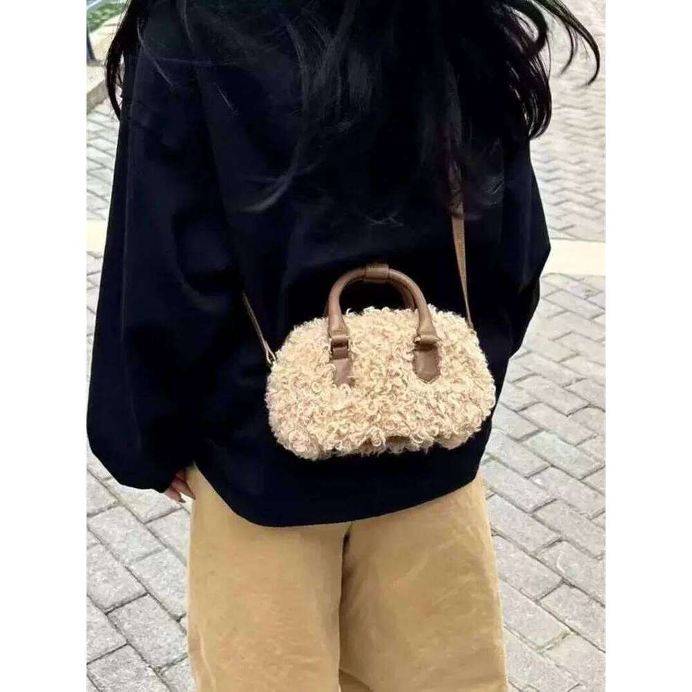 Fashionable Lamb Fur Women's Crossbody New Arrival Pillow Shaped Handbag Autumn Season Small Bag Versatile Design XJ260125