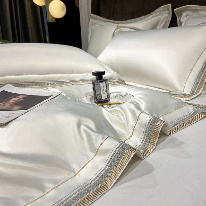 Simple Solid Color Silk Sheets Luxury Bedding Set Twin Full Queen Size Soft Bed Linen Duvet Cover Bedclothes Kit Y260124