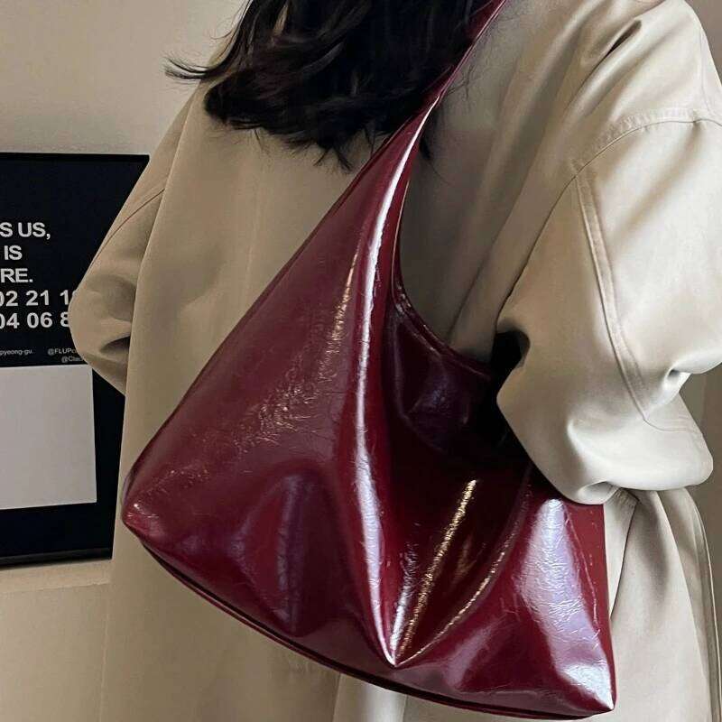 Large Capacity PU Leather Hobo Retro Red Bags Autumn Winter Shoulder Bag for Women 2025 New Trend Y2K Handbags and Purses Tote XJ260125
