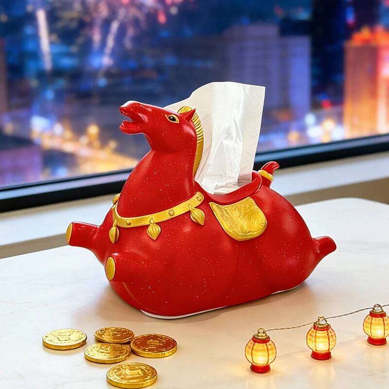 Miniso Cute Horse Home Living Room Decoration Ornament Tissue Box Kitchen And Bathroom Storage Supplies Gift