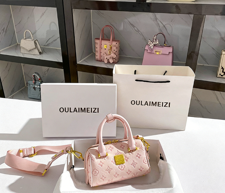 OULAIMEIZI 2026 New Design Fashion Embossed Boston Bag Premium Versatile Pink Women's Tote Free Shipping Hot Sale