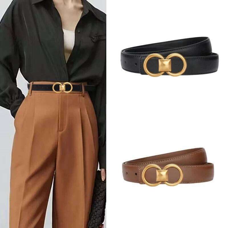 Durable Genuine Cowhide Leather Belt Women, Timeless Classic Design, Versatile For Business Casual & Everyday Outfits