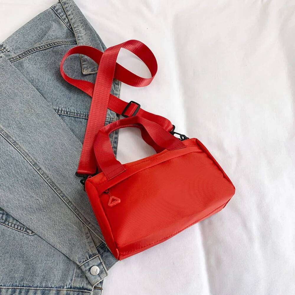 Casual Solid Color Canvas Crossbody Zipper Multi-Purpose Nylon Shoulder Handbag Tote Small Square Bag Student XJ260125