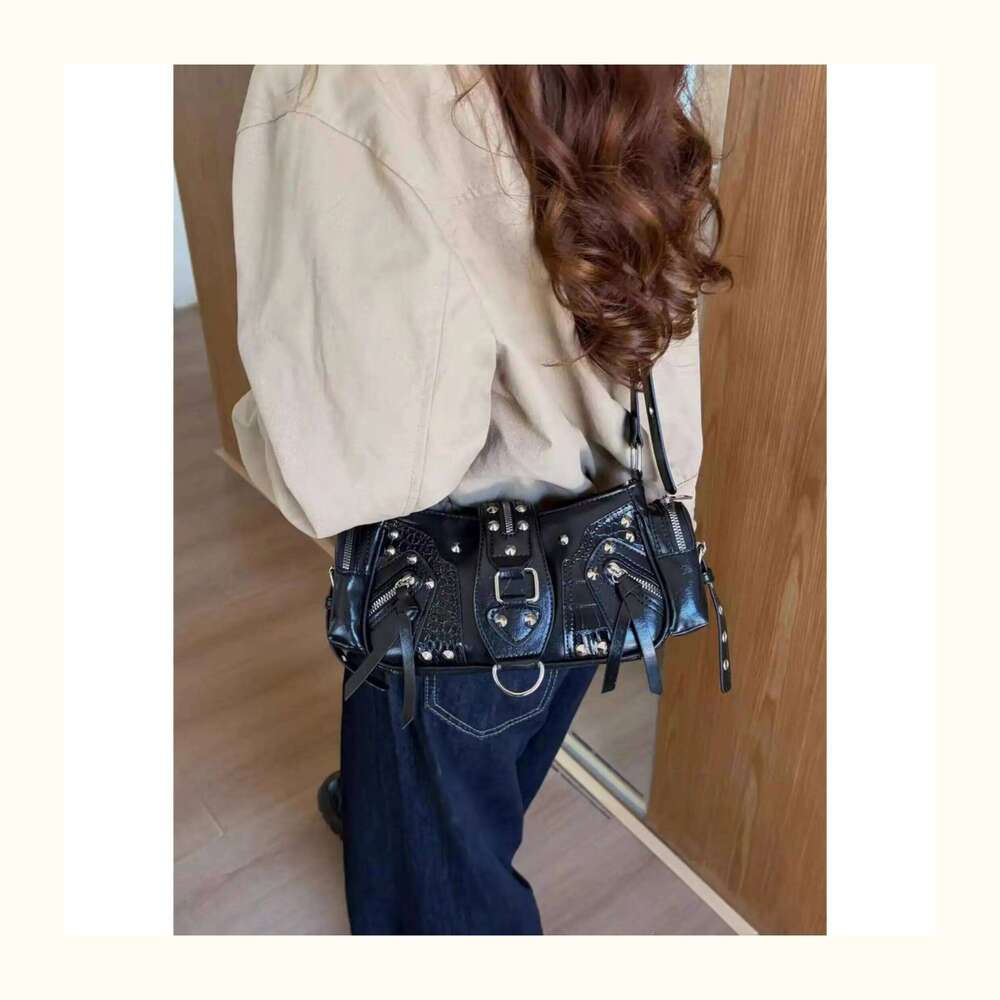 Fashion Willow Nail Locomotive PU Leather Women's Shoulder Bags Sweet Cool Babes Wind Female Handbag Casual Ladies Crossbody Bag XJ260125