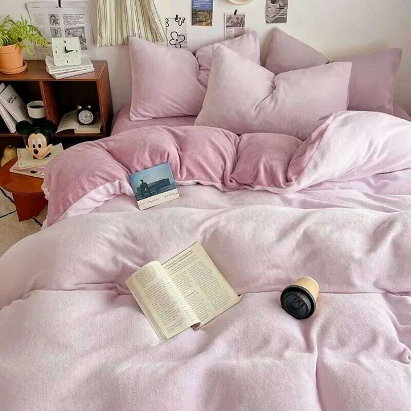 2024 New A-class High Weight Soft Warm Milk Velvet Double Series Bed Sheet with Four Piece and Single Duvet Set Y260124